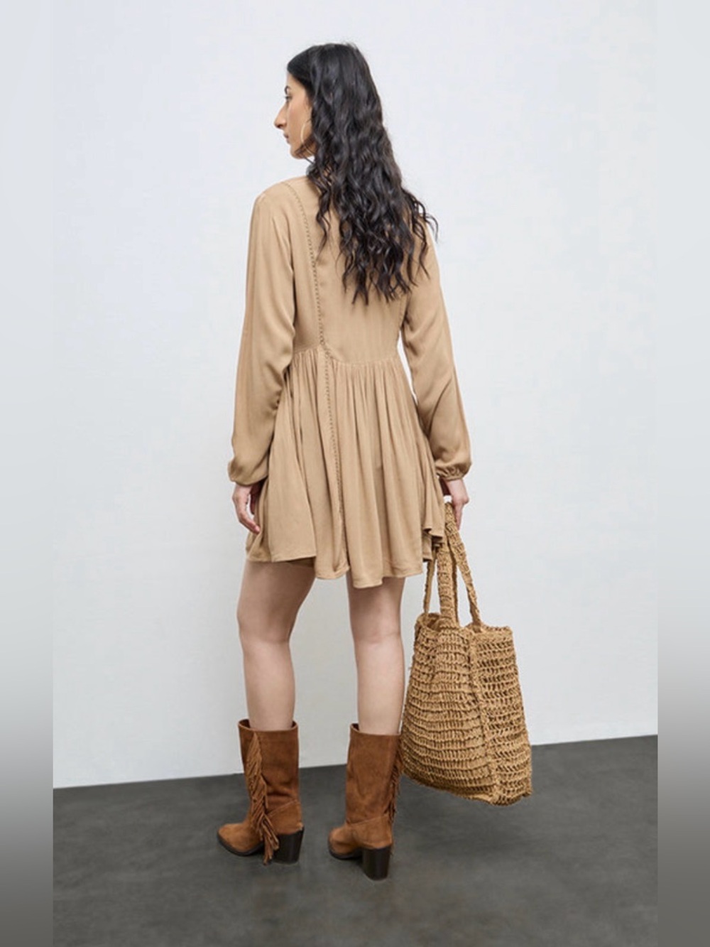 NWT [Bombay Paisley] Boho Embroidered Tassel A-Line Dress in Brown Women’s XL - Picture 4 of 13